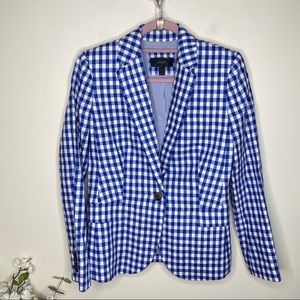 J. CREW Campbell Blazer Blue Gingham White {K42}